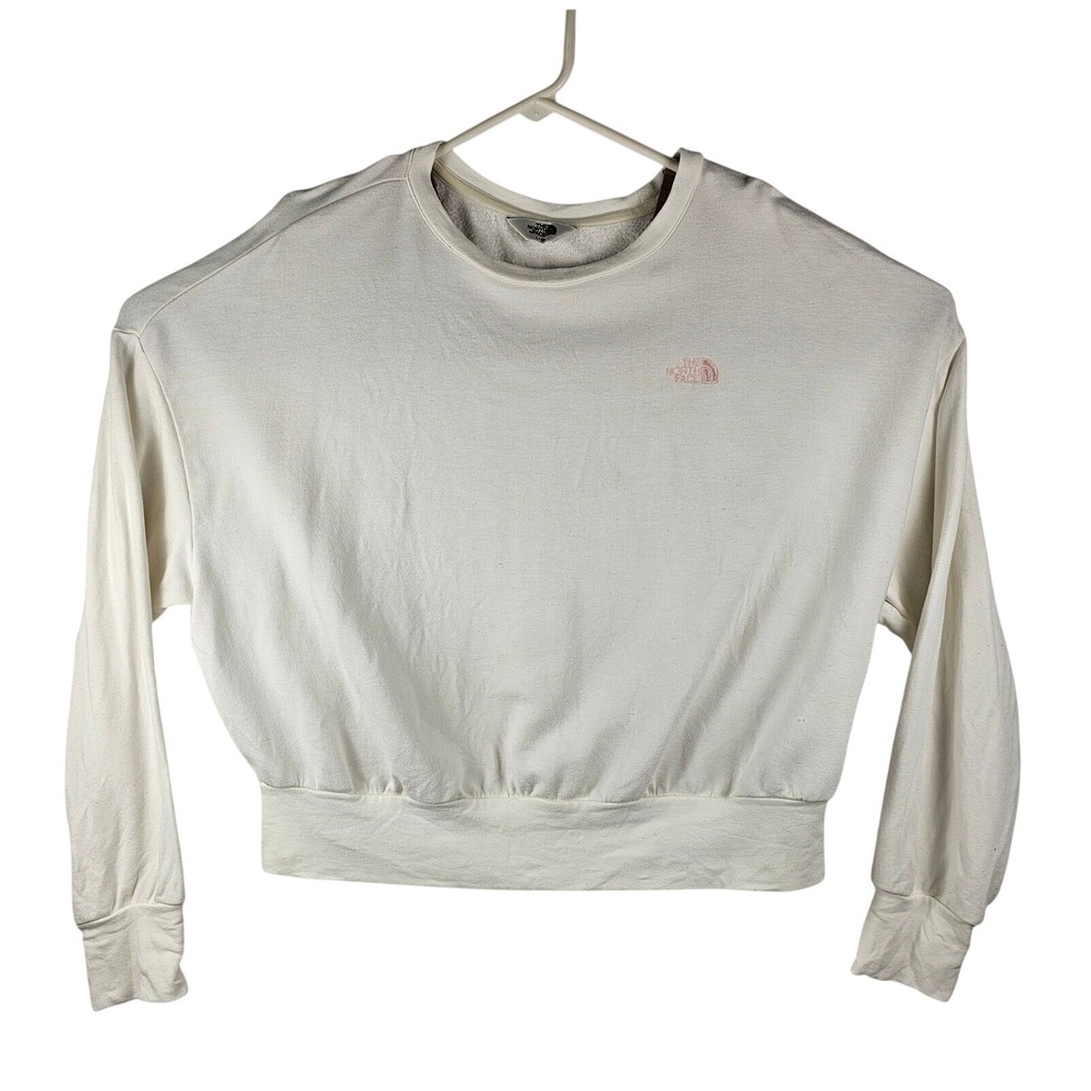 The North Face Sweatshirt Women Large White Fleece Long Sleeve Pullover Crewneck